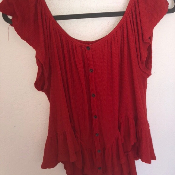 Red Free People Blouse - Picture 3 of 4